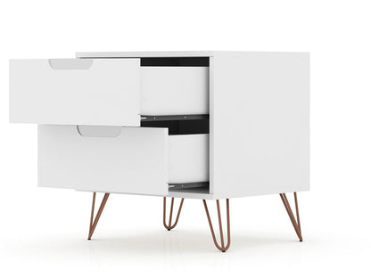 Manhattan Comfort - Rockefeller Nightstand with 4 Drawers in White - Set of 2 - 2-102GMC1 veiw 3