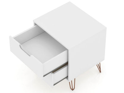 Manhattan Comfort - Rockefeller Nightstand with 4 Drawers in White - Set of 2 - 2-102GMC1 veiw 4