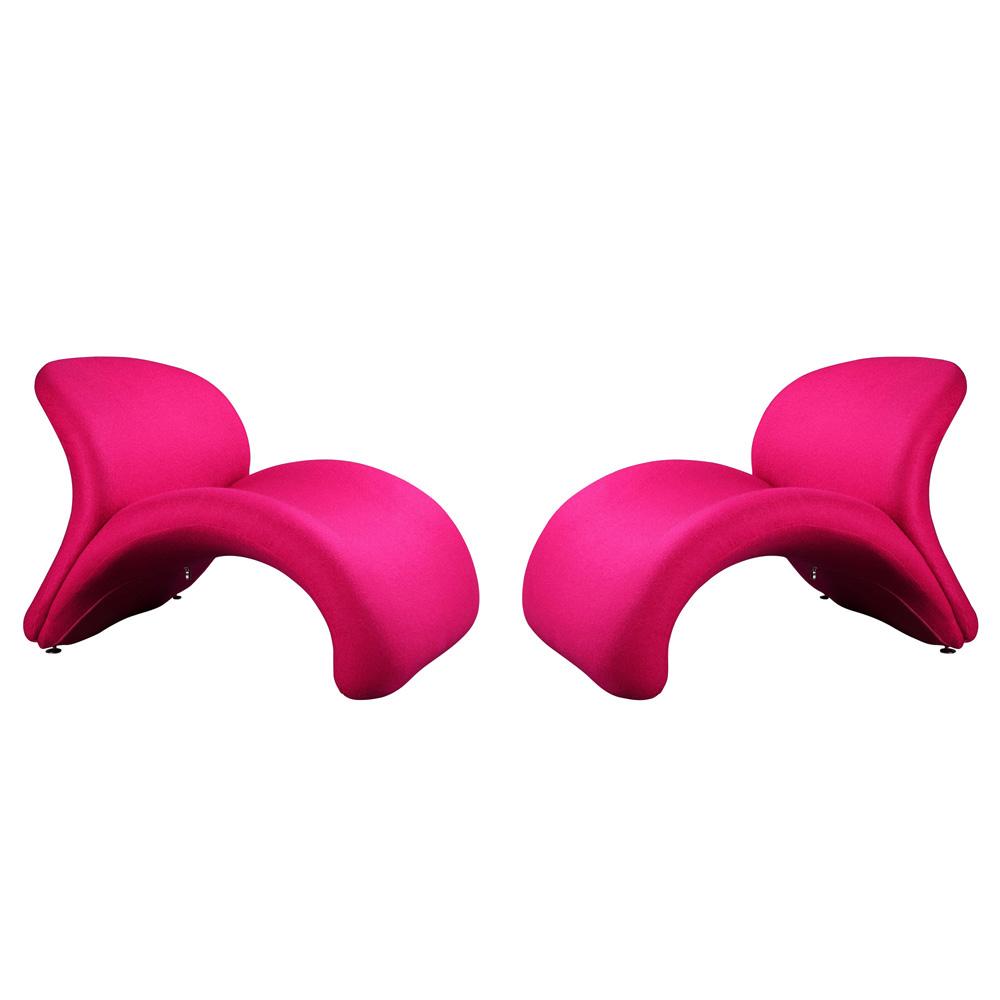 Manhattan Comfort - Rosebud Wool Blend Accent Chair with Metal Legs in Fuchsia - Set of 2 - 2-AC013-FS veiw 1