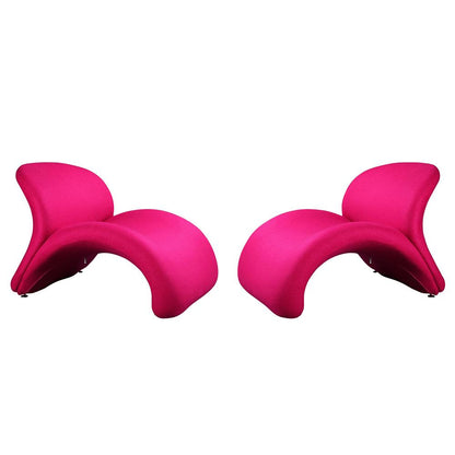 Manhattan Comfort - Rosebud Wool Blend Accent Chair with Metal Legs in Fuchsia - Set of 2 - 2-AC013-FS veiw 1