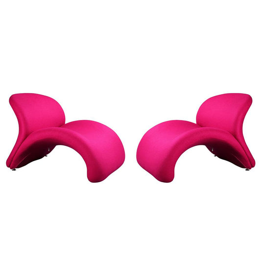 Manhattan Comfort - Rosebud Wool Blend Accent Chair with Metal Legs in Fuchsia - Set of 2 - 2-AC013-FS veiw 1