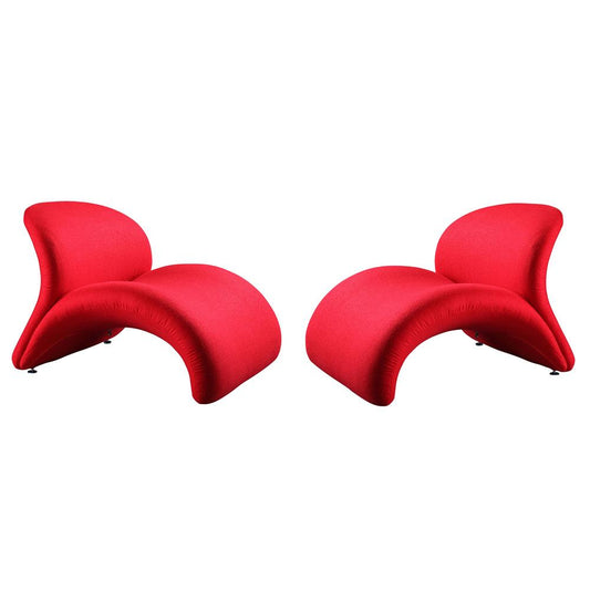 Manhattan Comfort - Rosebud Wool Blend Accent Chair with Metal Legs in Red - Set of 2 - 2-AC013-RD veiw 1