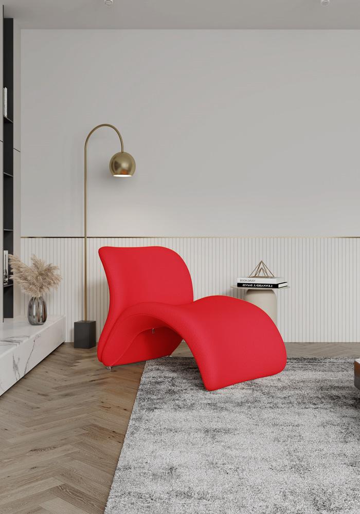 Manhattan Comfort - Rosebud Wool Blend Accent Chair with Metal Legs in Red - Set of 2 - 2-AC013-RD veiw 5