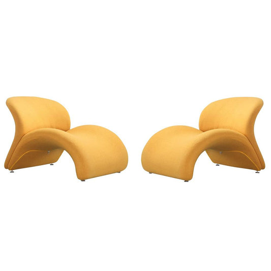 Manhattan Comfort - Rosebud Wool Blend Accent Chair with Metal Legs in Yellow - Set of 2 - 2-AC013-YL veiw 1