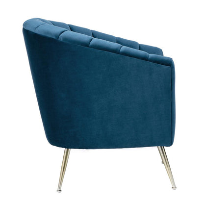 Manhattan Comfort - Rosemont Velvet Accent Chair with Metal Legs in Blue and Gold - Set of 2 - 2-AC056-BL veiw 5