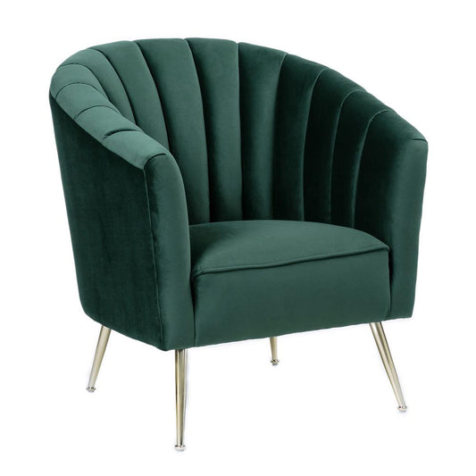 Manhattan Comfort - Rosemont Velvet Accent Chair with Metal Legs in Green and Gold - Set of 2 - 2-AC056-GR veiw 2