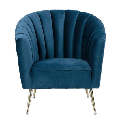 Manhattan Comfort - Rosemont Velvet Accent Chair with Metal Legs in Blue and Gold - AC056-BL veiw 2