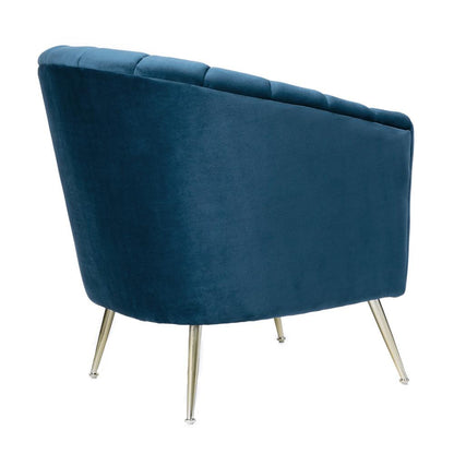 Manhattan Comfort - Rosemont Velvet Accent Chair with Metal Legs in Blue and Gold - AC056-BL veiw 3