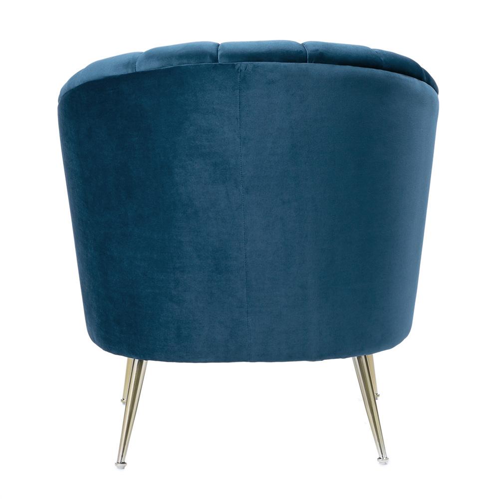Manhattan Comfort - Rosemont Velvet Accent Chair with Metal Legs in Blue and Gold - AC056-BL veiw 5