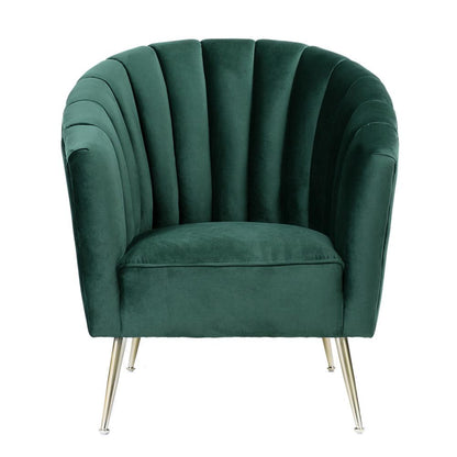 Manhattan Comfort - Rosemont Velvet Accent Chair with Metal Legs in Green and Gold - AC056-GR veiw 2
