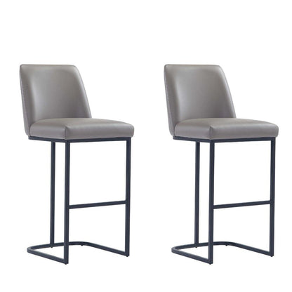 Manhattan Comfort - Serena Leatherette Barstool with Metal Legs in Grey - Set of 2 - 2-BS020-GY veiw 1