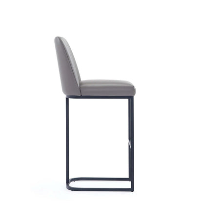 Manhattan Comfort - Serena Leatherette Barstool with Metal Legs in Grey - Set of 2 - 2-BS020-GY veiw 4