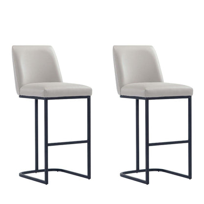 Manhattan Comfort - Serena Leatherette Barstool with Metal Legs in Light Grey - Set of 2 - 2-BS020-LG veiw 1