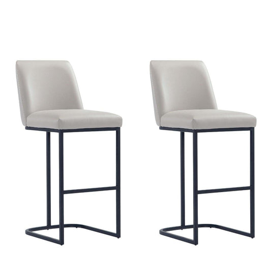Manhattan Comfort - Serena Leatherette Barstool with Metal Legs in Light Grey - Set of 2 - 2-BS020-LG veiw 1