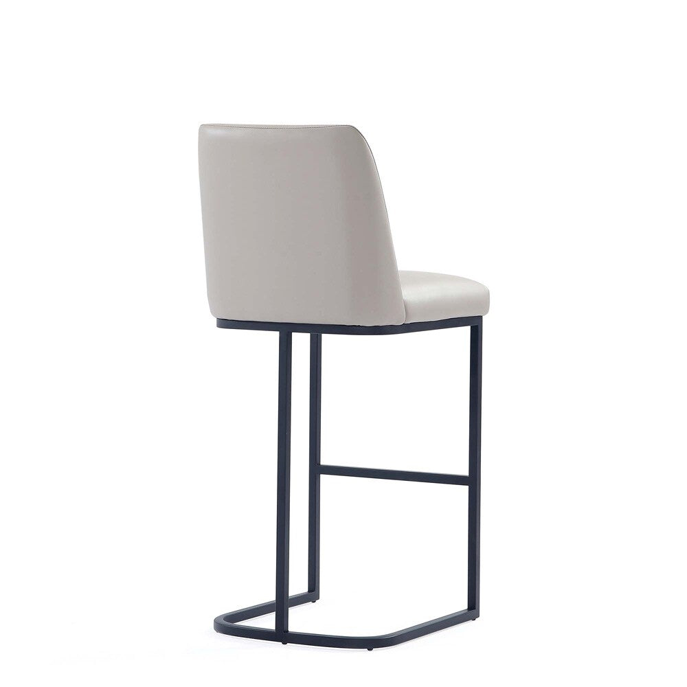 Manhattan Comfort - Serena Leatherette Barstool with Metal Legs in Light Grey - Set of 2 - 2-BS020-LG veiw 3