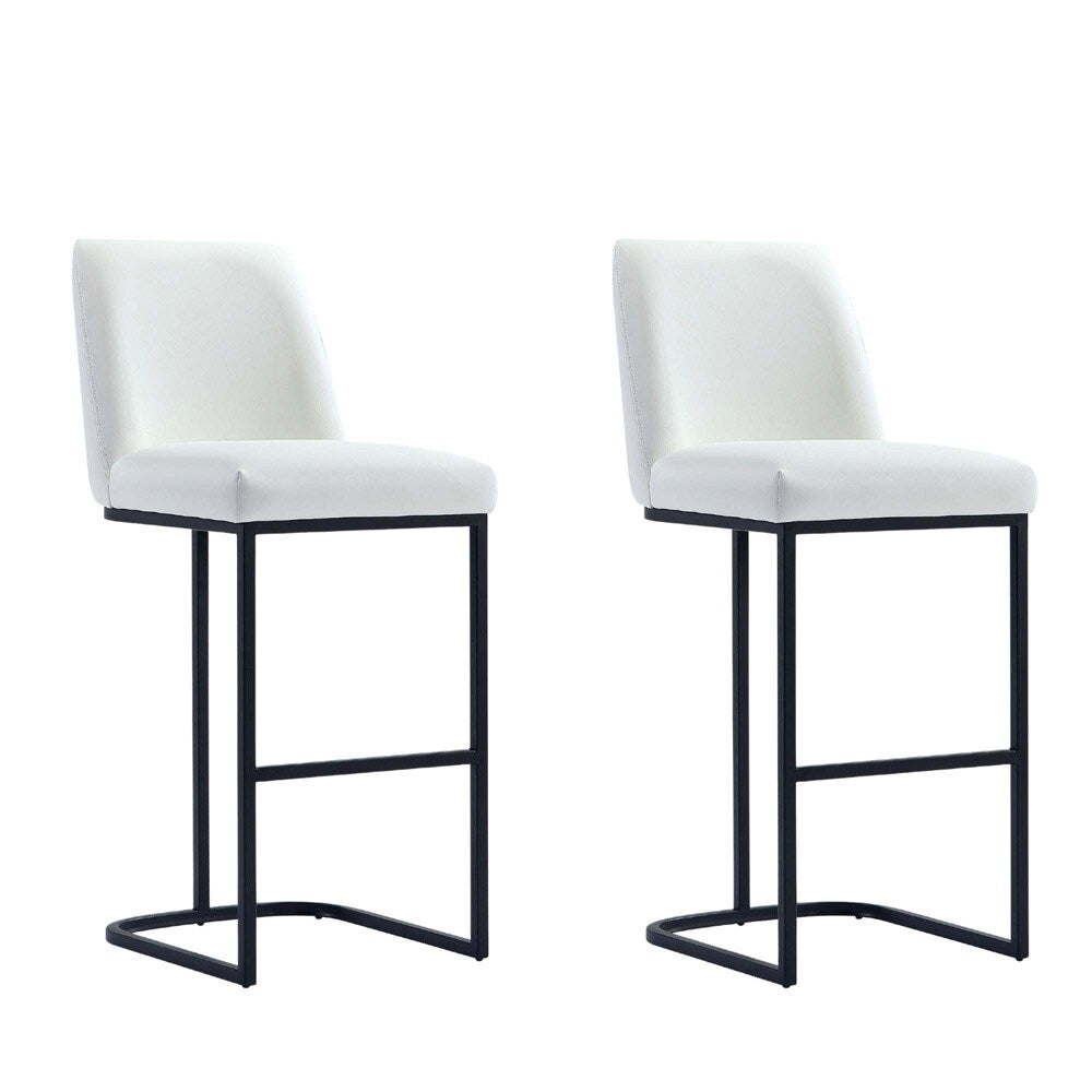 Manhattan Comfort - Serena Leatherette Barstool with Metal Legs in White - Set of 2 - 2-BS020-WH veiw 1