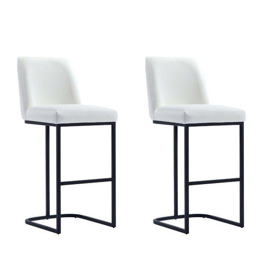 Manhattan Comfort - Serena Leatherette Barstool with Metal Legs in White - Set of 2 - 2-BS020-WH veiw 1