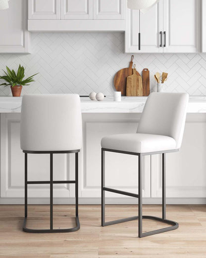 Manhattan Comfort - Serena Leatherette Barstool with Metal Legs in White - Set of 2 - 2-BS020-WH veiw 9