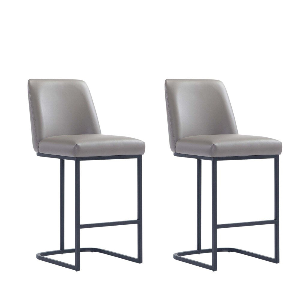 Manhattan Comfort - Serena Leatherette Counter Stool with Metal Legs in Grey - Set of 2 - 2-CS017-GY veiw 1