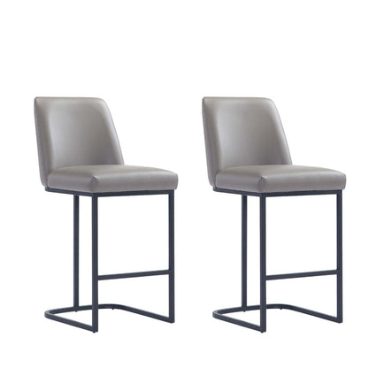 Manhattan Comfort - Serena Leatherette Counter Stool with Metal Legs in Grey - Set of 2 - 2-CS017-GY veiw 1