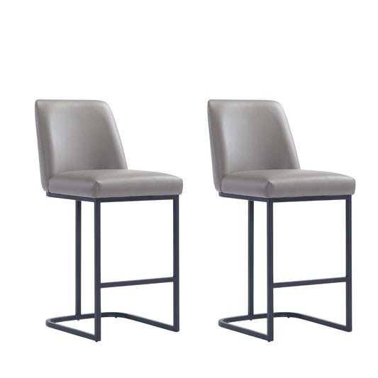 Manhattan Comfort - Serena Leatherette Counter Stool with Metal Legs in Grey - Set of 2 - 2-CS017-GY veiw 1