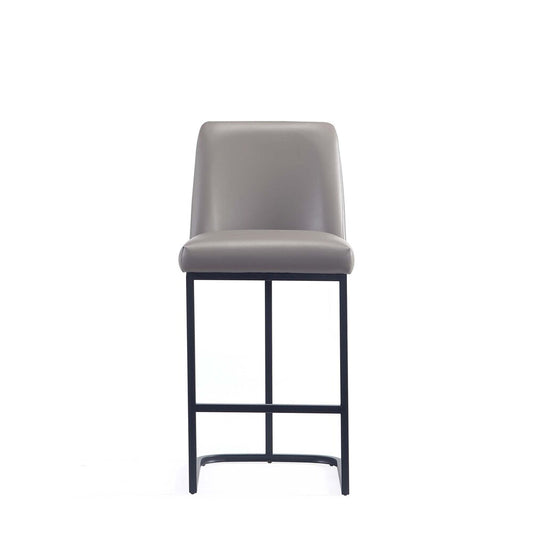 Manhattan Comfort - Serena Leatherette Counter Stool with Metal Legs in Grey - Set of 2 - 2-CS017-GY veiw 2