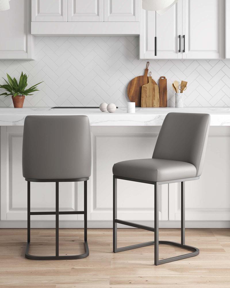 Manhattan Comfort - Serena Leatherette Counter Stool with Metal Legs in Grey - Set of 2 - 2-CS017-GY veiw 9