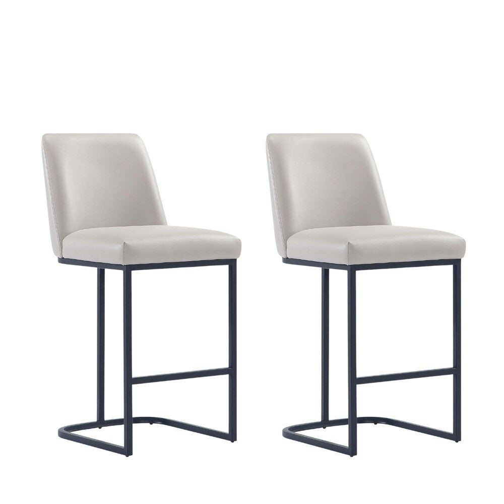 Manhattan Comfort - Serena Leatherette Counter Stool with Metal Legs in Light Grey - Set of 2 - 2-CS017-LG veiw 1