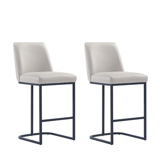 Manhattan Comfort - Serena Leatherette Counter Stool with Metal Legs in Light Grey - Set of 2 - 2-CS017-LG veiw 1