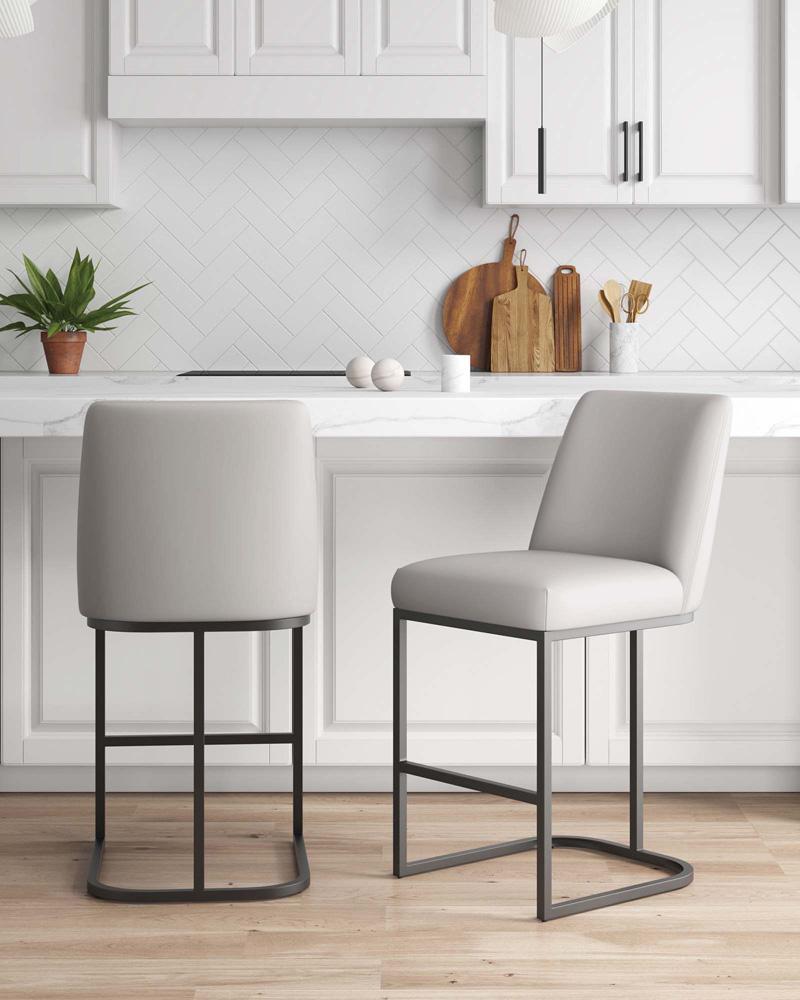 Manhattan Comfort - Serena Leatherette Counter Stool with Metal Legs in Light Grey - Set of 2 - 2-CS017-LG veiw 9