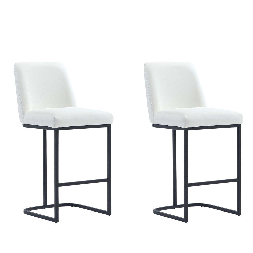 Manhattan Comfort - Serena Leatherette Counter Stool with Metal Legs in White - Set of 2 - 2-CS017-WH veiw 1