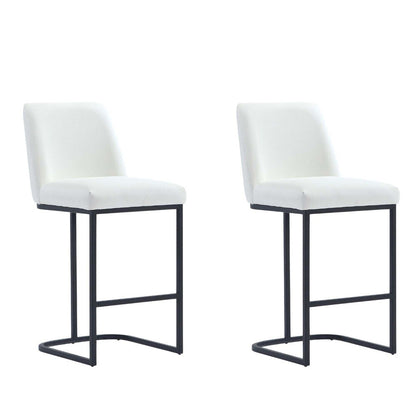 Manhattan Comfort - Serena Leatherette Counter Stool with Metal Legs in White - Set of 2 - 2-CS017-WH veiw 1