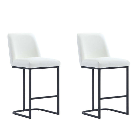 Manhattan Comfort - Serena Leatherette Counter Stool with Metal Legs in White - Set of 2 - 2-CS017-WH veiw 1