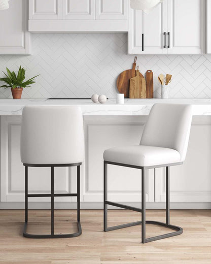 Manhattan Comfort - Serena Leatherette Counter Stool with Metal Legs in White - Set of 2 - 2-CS017-WH veiw 9