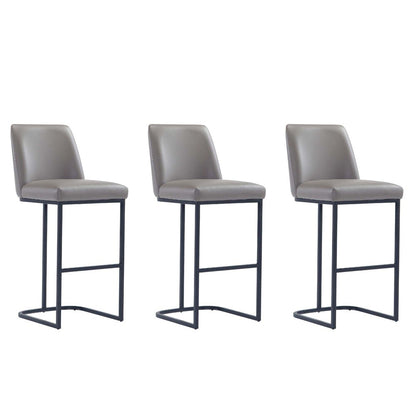 Manhattan Comfort - Serena Leatherette Barstool with Metal Legs in Grey - Set of 3 - 3-BS020-GY veiw 1
