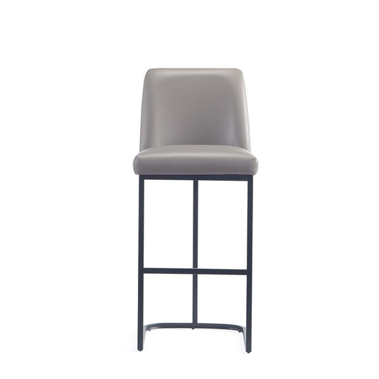 Manhattan Comfort - Serena Leatherette Barstool with Metal Legs in Grey - Set of 3 - 3-BS020-GY veiw 2