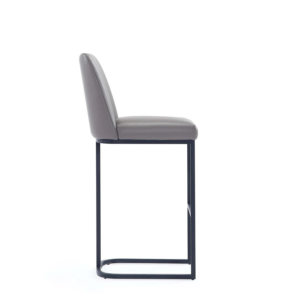 Manhattan Comfort - Serena Leatherette Barstool with Metal Legs in Grey - Set of 3 - 3-BS020-GY veiw 4