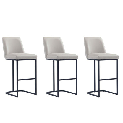 Manhattan Comfort - Serena Leatherette Barstool with Metal Legs in Light Grey - Set of 3 - 3-BS020-LG veiw 1