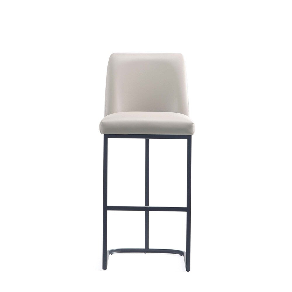 Manhattan Comfort - Serena Leatherette Barstool with Metal Legs in Light Grey - Set of 3 - 3-BS020-LG veiw 2