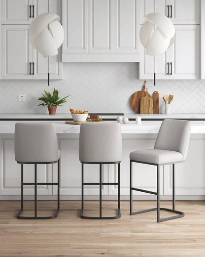Manhattan Comfort - Serena Leatherette Barstool with Metal Legs in Light Grey - Set of 3 - 3-BS020-LG veiw 9