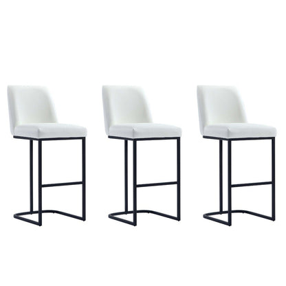 Manhattan Comfort - Serena Leatherette Barstool with Metal Legs in White - Set of 3 - 3-BS020-WH veiw 1