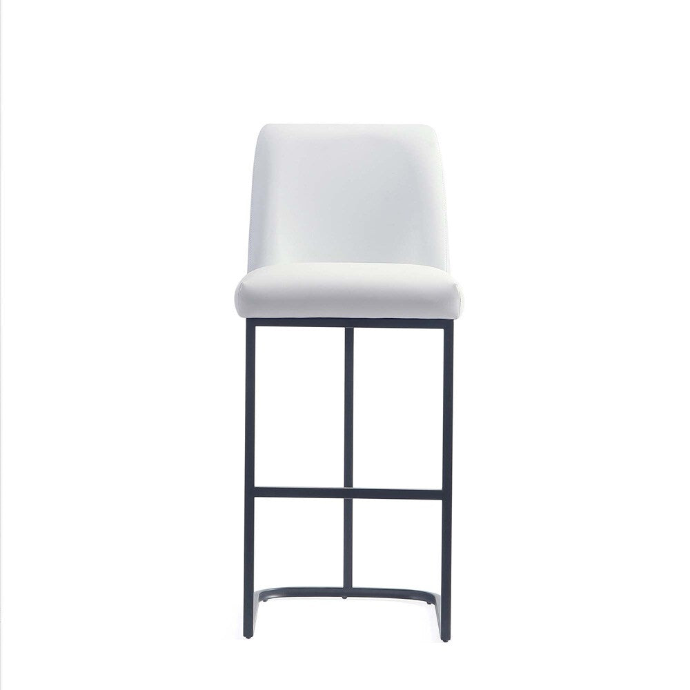 Manhattan Comfort - Serena Leatherette Barstool with Metal Legs in White - Set of 3 - 3-BS020-WH veiw 2