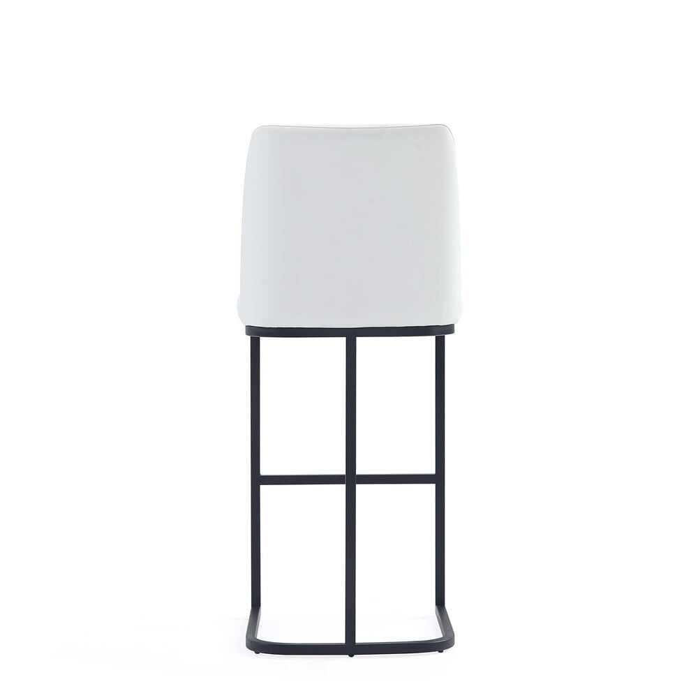 Manhattan Comfort - Serena Leatherette Barstool with Metal Legs in White - Set of 3 - 3-BS020-WH veiw 5