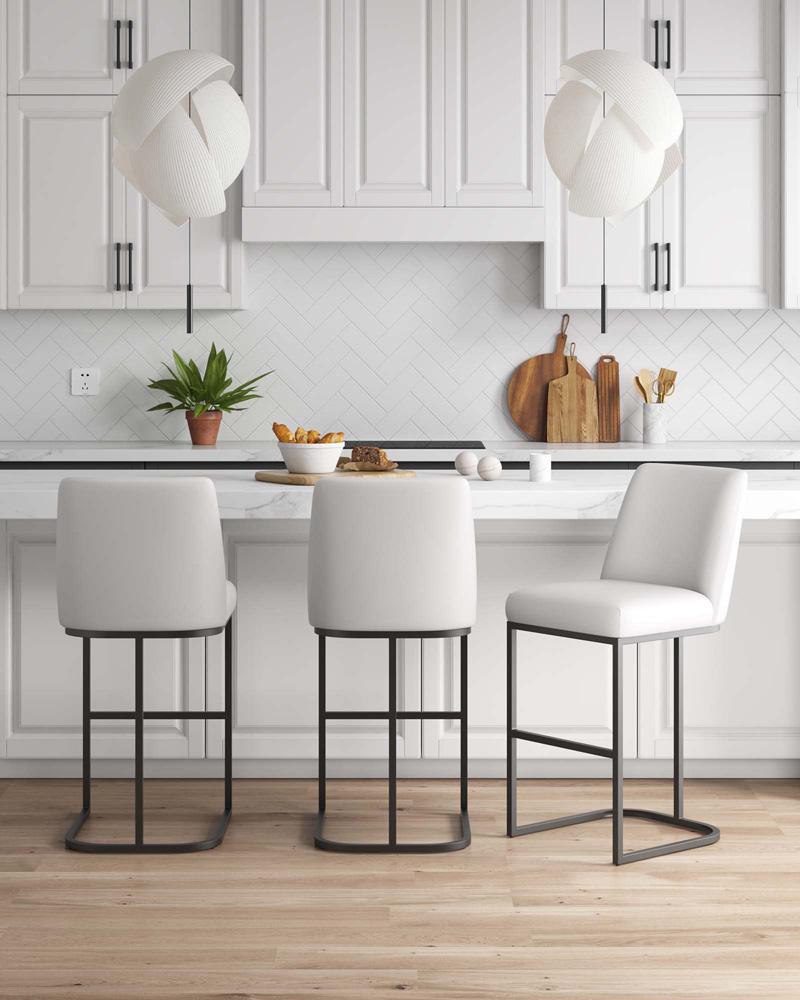 Manhattan Comfort - Serena Leatherette Barstool with Metal Legs in White - Set of 3 - 3-BS020-WH veiw 9