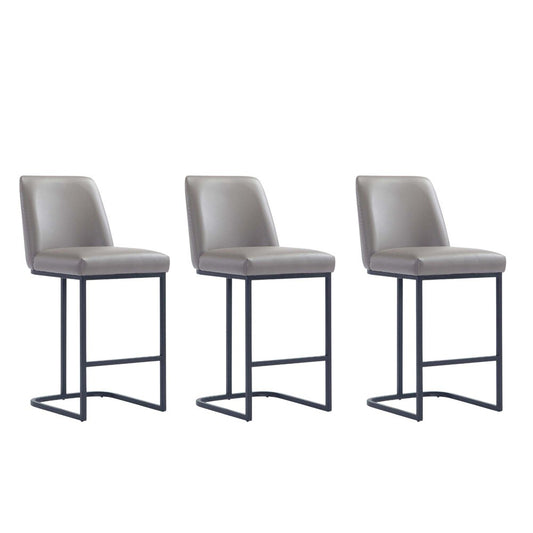 Manhattan Comfort - Serena Leatherette Counter Stool with Metal Legs in Grey - Set of 3 - 3-CS017-GY veiw 1