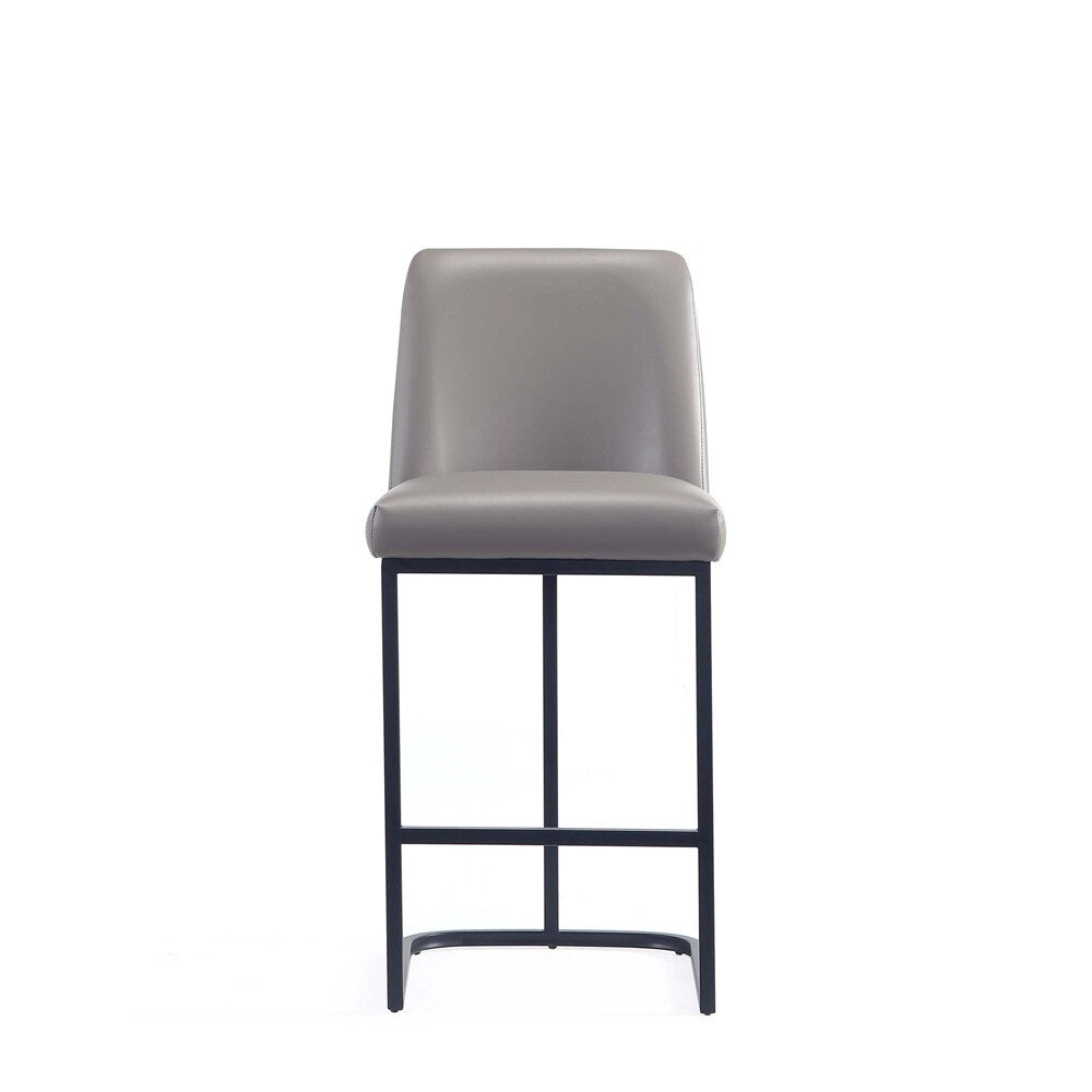 Manhattan Comfort - Serena Leatherette Counter Stool with Metal Legs in Grey - Set of 3 - 3-CS017-GY veiw 2