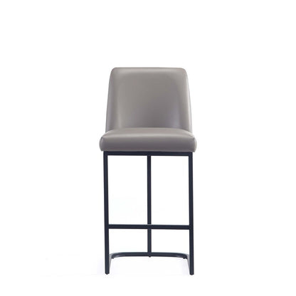 Manhattan Comfort - Serena Leatherette Counter Stool with Metal Legs in Grey - Set of 3 - 3-CS017-GY veiw 2
