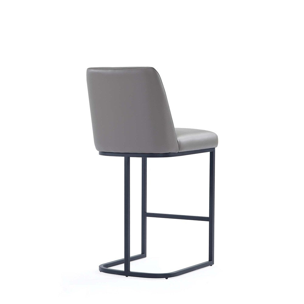 Manhattan Comfort - Serena Leatherette Counter Stool with Metal Legs in Grey - Set of 3 - 3-CS017-GY veiw 3