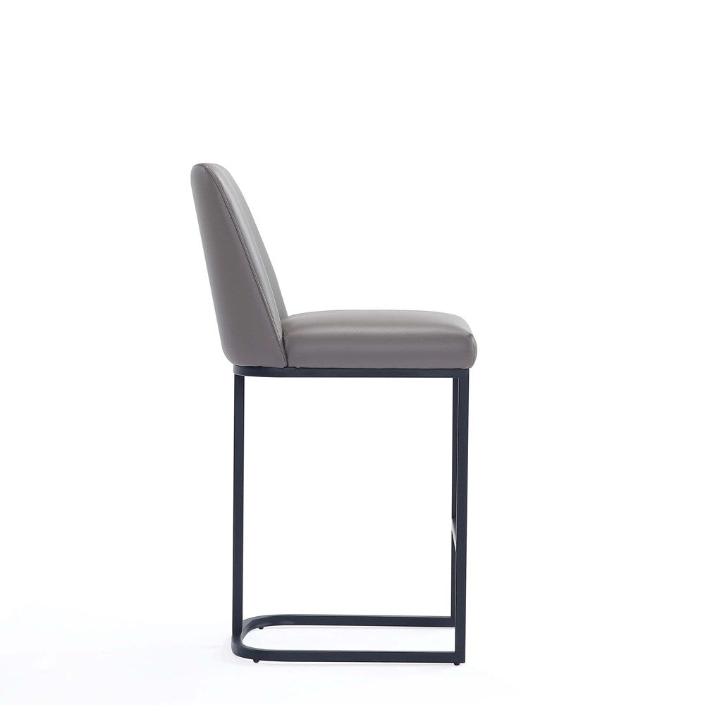 Manhattan Comfort - Serena Leatherette Counter Stool with Metal Legs in Grey - Set of 3 - 3-CS017-GY veiw 4
