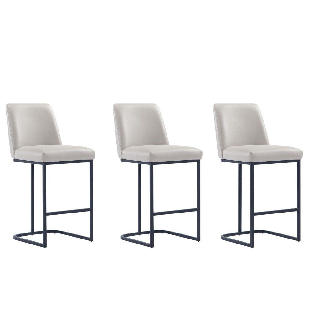 Manhattan Comfort - Serena Leatherette Counter Stool with Metal Legs in Light Grey - Set of 3 - 3-CS017-LG veiw 1